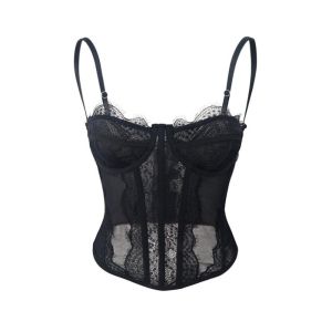 ZOATAAL Transparent Lace Camisole Hollow Slim fit Suspender Vest Spicy Girl Style Streetwear Lace Corset Spring Summer