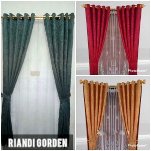 Gorden pintu smokring 12ring motif embos murah terbaru/tirai pintu minimalis/hordeng jendela