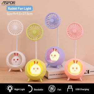 ASPOR Mini Fan Electric Fan Rechargable Fan Desktop Fans Travel Handheld Fan Portable Cooling Fan with Night Light