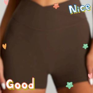 Womens High Waist Yoga Shorts with Cross Back Design | Barely There Feel for Outdoor Running and Fitness | Tight Fit Peach Lift Sports Shorts | European and American Sizing | Free Shipping Singapore