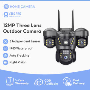 V380 Pro Camera CCTV Three Lens 10X Zoom Outdoor WiFi Wireless 4G SIM Card Outdoor IP65 Waterproof