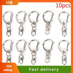 HB 10pcs DIY Polished Silver Keyring Keychain Split Ring Short Chain Key Rings