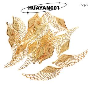 HUAYANG01 [HOT FASHION] 10Pcs Color Bronze Filigree Wraps Angel Wings Pendant Metal Crafts For DIY Headwear Jewelry Making Accessories