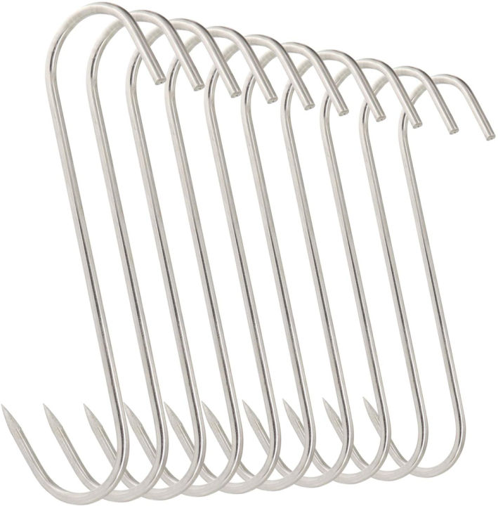 10 Pcs 5 Inches Meat Hooks, Stainless Steel Butcher Hooks for Meat