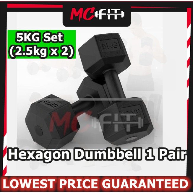 MCFIT 5KG Set Hexagon Premium Dumbbell Dumbells for
