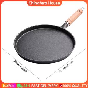Cast Iron Thin Pancake Platter Uncoated Non Stick Breakfast Steak Egg Cooking Pot with Handle Steak Fried Egg Frying Pan