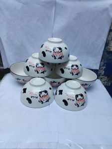 combo 10 cái hoặc 5 cái chén sứ ăn cơm hoa văn bò GL231 chén cơm sứ trắng 11.5cm