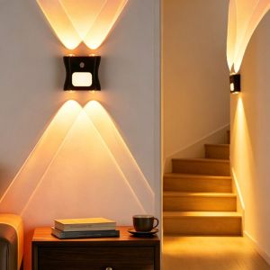 SWEET RGB 16 Colors Human Body Sensor Wall Lamp Intelligent Rechargeable Motion Sensor Night Light Ambient Lights with Remote Control Smart Wall Light Hallway