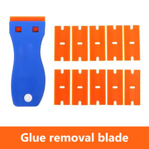 มีดโกนกาวพร้อมใบมีดพลาสติก10ชิ้นสำหรับกำจัดที่ทำความสะอาดกระจกรถยนต์โทรศัพท์มือถือแท็บเล็ต