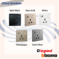 Bticino Galion 16A 250VA 1 Gang International Socket Outlet with Switch and Type-A USB Charger. 