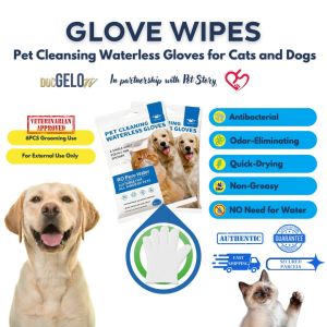 PET GLOVE WIPES CLEANSING WATERLESS GLOVES DOGS CATS