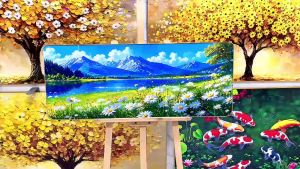 Tranh Cánh Đồng Hoa Cúc Trắng Nở Rộ Tranh Canvas Tranh Tráng Gương Tranh Phòng Khách Tranh Decor