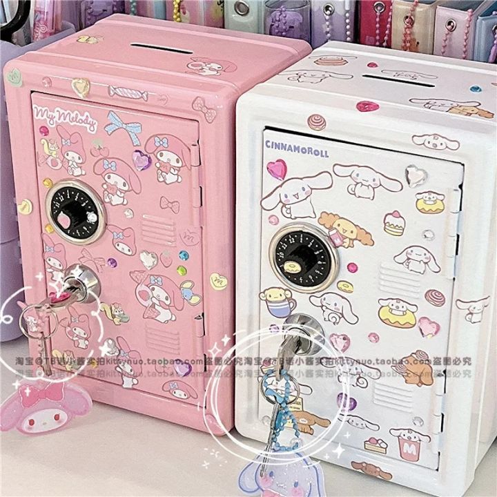 Cute Kawaii My Melody Cinnamoroll Wrought Iron Safe Piggy Bank Anime