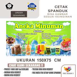 Cetak Spanduk Banner ANEKA MINUMAN WARNA HIJAU Costom Desain