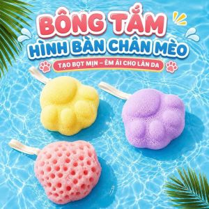 Bông tắm hình bàn chân mèo tạo bọt mềm mịn có dây treo