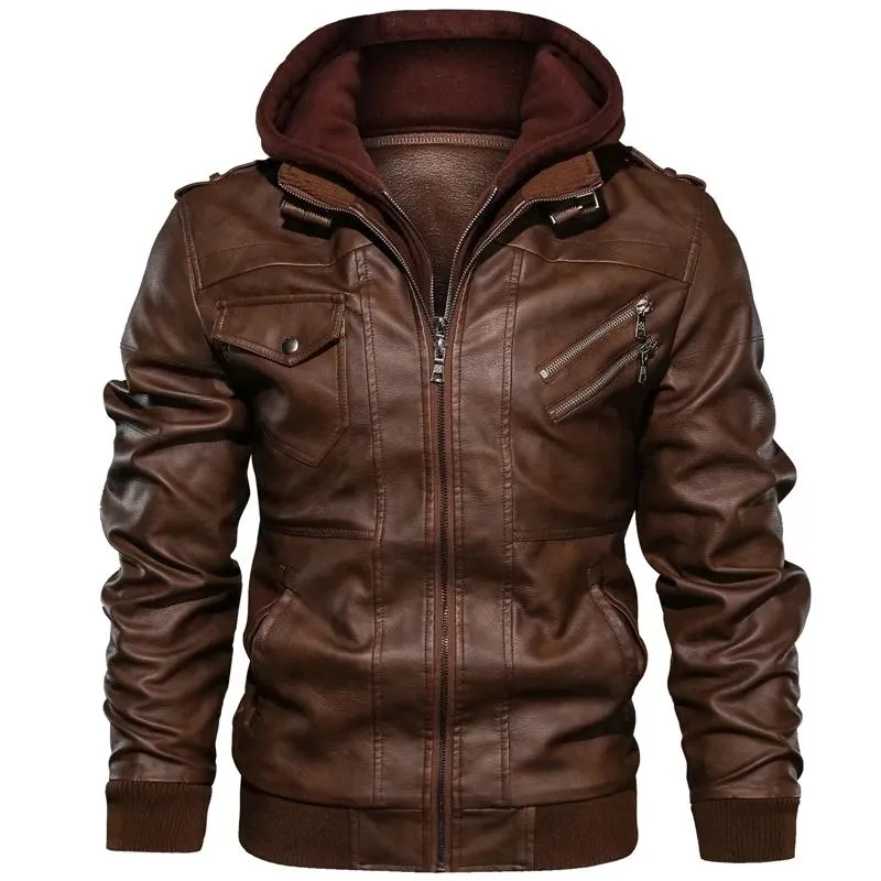 Mens thick cheap leather jacket