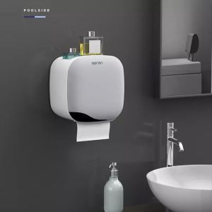 【One Cat Shop】Wall Mounted Tissue Box Toilet Paper Holder Waterproof Shelf Toilet Paper Tray Roll Paper Tube Storage Box Bathroom Accessories