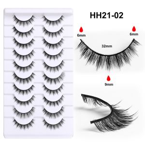 ALLLUCK 10 Pairs Soft Wispy Fluffy Fake Lashes Glue Version Fluffy Thick 3D Faux Mink Lash Beauty Eyelashes Extension Full Strip Lashes Eye Lash Extension