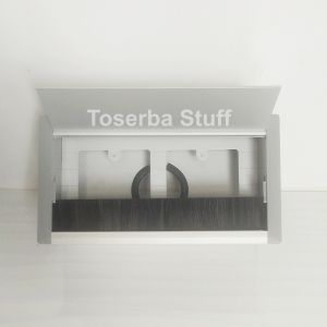 WIRE BOX PENUTUP LUBANG KABEL GROMMET STOP KONTAK ISI 2 DUA LUBANG MEJA KERJA KANTOR CUSTOM SILVER ALUMINIUM SLOW MOTION PANASONIC BROCO NERO SCHNEIDER KLIPSAL ARDE