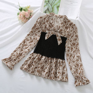 Aki20 Blouse for Women 2024 New Design Korean Style Chiffon Lace-up Long Sleeve Blouse Women 2024 New Design All-match Top Fashion Women Clothes Blouses for Women Styles 2024 Baju Perempuan