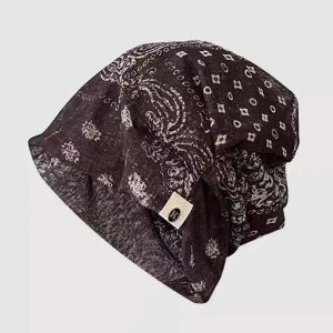 GENENIC Vintage Paisley Beanie Versatile Style Thin Fabric Polka Dot Cap Casual Skullies Breathable Face Framing Bonnet Trendy Women