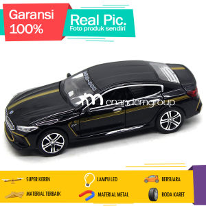 Diecast Miniatur Mainan Mobil Sedan Sport German Luxury Sedan M8 Manhart Besi Metal LED 1/32