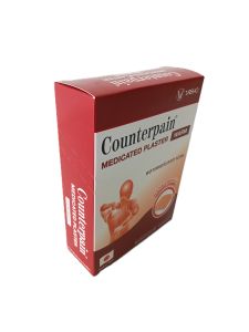 Counterpain แผ่นแปะแก้ปวด พลาสเตอร์บรรเทาปวด เคาน์เตอร์เพน สูตรร้อน ขนาด 7x10 ซม. [10 ซอง/1 กล่อง สีแดง] AA 2201 Medicates Plaster Warm
