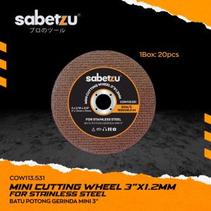 SABETZU Mata Batu Potong 3" Besi Steel Metal Untuk Mesin Mini Gerinda Baterai Cordless 12V 3 Inch - Cutting Wheel 3 Inci For Mini Cordless Angle Grinder - Cut off Wheel For Stainless Steel Metal 3" - Batu Potong Mesin Gerinda Baterai Batre 12V