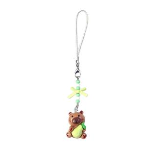 Adorable Capybaras Beaded Phone Charm Cute Handcrafted Resin Keychain Pendant for Women and Fashion Enthusiasts