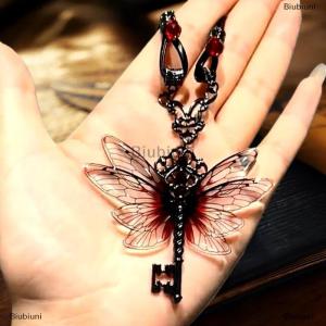 [COD] Biubiuni Y2K Chuồn Chuồn Key Red Zircon Vòng Cổ Mặt Dây Chuyền Cánh Retro Punk Da Hip Hop Choker Phụ Nữ Hợp Thời Trang Quà Tặng Trang Sức
