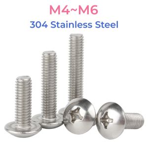 304 Stainless Steel Cross Phillips Truss Head Large Flat Round Cross Screw M4 M5 M6 Mushroom Head Screws Bolts
