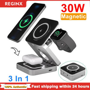 Folding 3-in-1 Magnetic Wireless Charging Stand For iP 16/ 15/14/13/Airpod Earbuds Fast Charger Aluminum Alloy Base Stand