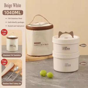 2/3/4 Layers 304 Stainless Steel Lunch Box Round Bento Lunch Box With Thermal Bag Insulated Food Storage Box