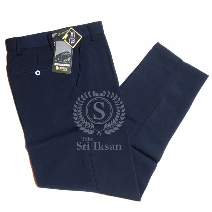 CELANA BAHAN KANTOR FORMAL PRIA MERK CARDINAL BIRU DONGKER | Lazada ...
