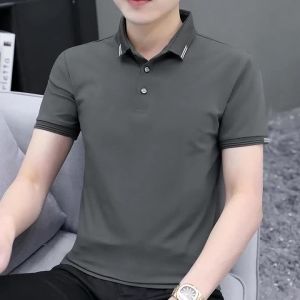Cotton Polo For Men Formal Oversized Men Turn-Down Collar Short-Sleeved Shirts Casual Solid Color Slim Fit Male Clothing