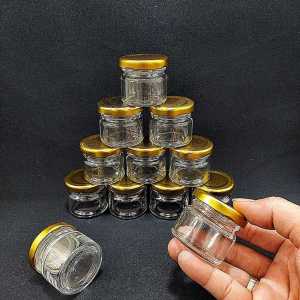 Lọ Thủy Tinh Nhỏ 30ML (combo 12 cái) mẫu trụ tròn nắp thiếc vàng - Hũ Thủy Tinh Nhỏ đựng mật ong thực phẩm mỹ phẩm