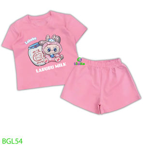 Bộ đồ bé gái hình in labubu milk cho bé từ 6kg-27kg.BGL54.