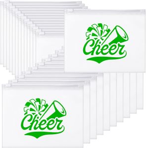60 Pcs Cheer Team Gifts Bulk Cheerleader Cosmetic Clear Makeup Bags with Zipper Cheerleading Gifts for Sport Team Inspirational EVA Bag Women Makeup Toiletry Pouch(Blue)