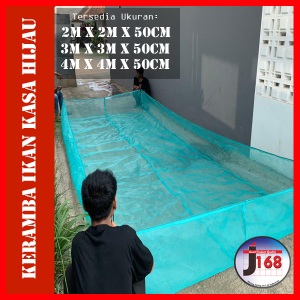 Promo Terbaru Keramba Ikan No.1 waring jaring kasa hijau siap pakai ukuran 4x4x50 3x3x50 2x2x50 dijahit dengan benang nilon awet kuat dan tahan lama