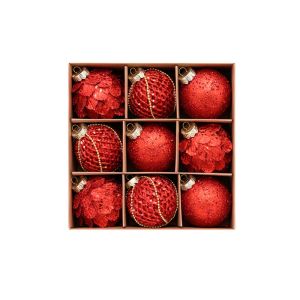 YERZ 9PCS 8CM Christmas Ball Ornaments Foam Glitter Christmas Party Decoration Mixed Styles Painted Christmas Tree Decorative Ball New Year