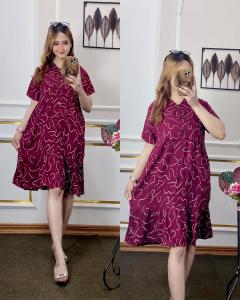 DRESS BUSUI FRIENDLY TERBARU MOTIF SALUR KEKINIAN DASTER MINI PRESS BODY WANITA REMAJA