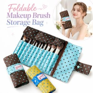 OURTOUR Chấm bi Túi đựng cọ trang điểm 10 Khe Cắm Canvas Túi đựng dụng cụ trang điểm Dễ thương Dung lượng lớn Túi trang điểm Cọ trang điểm bút v.v.