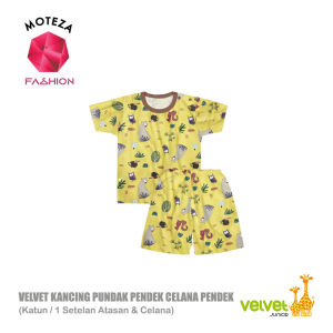 Velvet Junior - Setelan Baju Anak Bayi | Kancing Pundak Pendek Celana Pendek Stelan Baby | ENDEARING | STARLIGHT | Happy Hopping