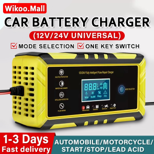 Car Battery Charger 12V 24V 8A Motorcycle Lead Acid Battery Porttable Power Chargers Full Intelligent Universal Repair Type Pengecas Bateri Kereta