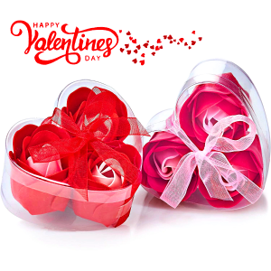 กล่องของขวัญวันวาเลนไทน์ สบู่ดอกกุหลาบ 3ดอก ในกล่องรูปหัวใจ ดอกกุหลาบ valentine ปีใหม่ ของขวัญ