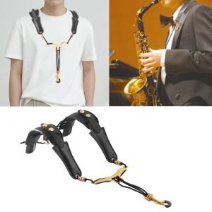 Saxophone dây đeo cổ và vai có thể điều chỉnh sax Đen đeo dây hai vai dây đeo khai thác sax nhạc cụ accessries