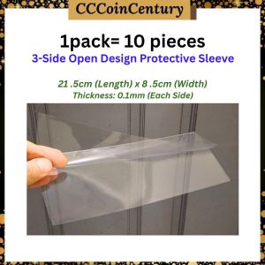 3-Side Open Banknote Protective Sleeves Clear Flexible Currency Holder Acid-Free / PVC-Free