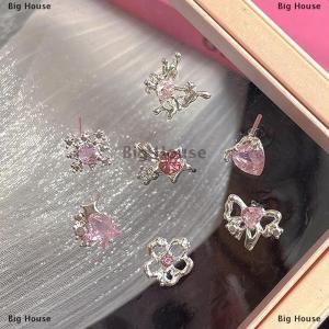 [COD] Big House 6ชิ้นต่างหูเม็ดเดี่ยวรูปหัวใจหวานสำหรับผู้หญิงต่างหูแฟชั่นบุคลิกภาพเครื่องประดับของขวัญเครื่องประดับ