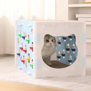 ZHONGMEET Breathable Cat Scratcher Bed House Detachable Double Layer Cat Scratch Board Cozy with Balls Cat Sleeping Nest Self-Entertainment