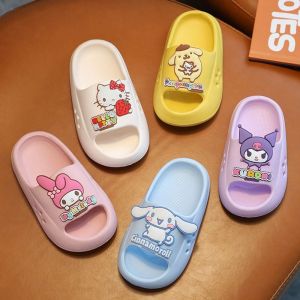 FUTUI For Boys Girls Casual Cute Cartoon Thick Sole Cinnamoroll KIds Flat Sandals Anime Kuromi Bathroom Sliders Shoes Flip Flops Childrens Slipper Women Slippers